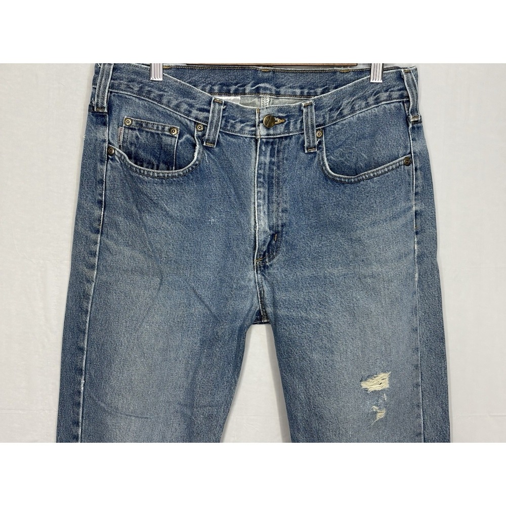 Carhartt Men's 34x32 Jeans Straight Traditional Fit Blue Medium Denim B480 DVB‎